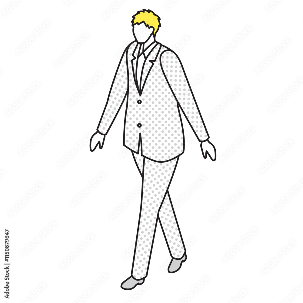 アイソメトリック_スーツ姿で歩いている男性のイラスト アイソメトリック_スーツ姿で歩いている男性のイラスト