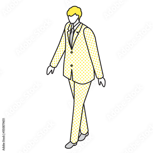 アイソメトリック_スーツ姿で歩いている男性のイラスト