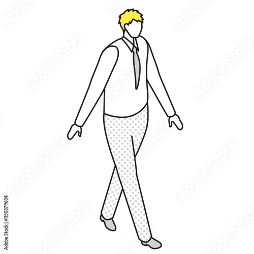 アイソメトリック_オフィスカジュアルで歩いている男性のイラスト