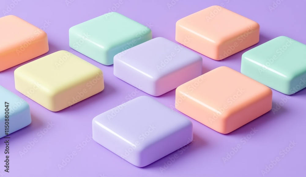 Pastel cubes arranged on purple background. Pastel cubes arranged on purple background.