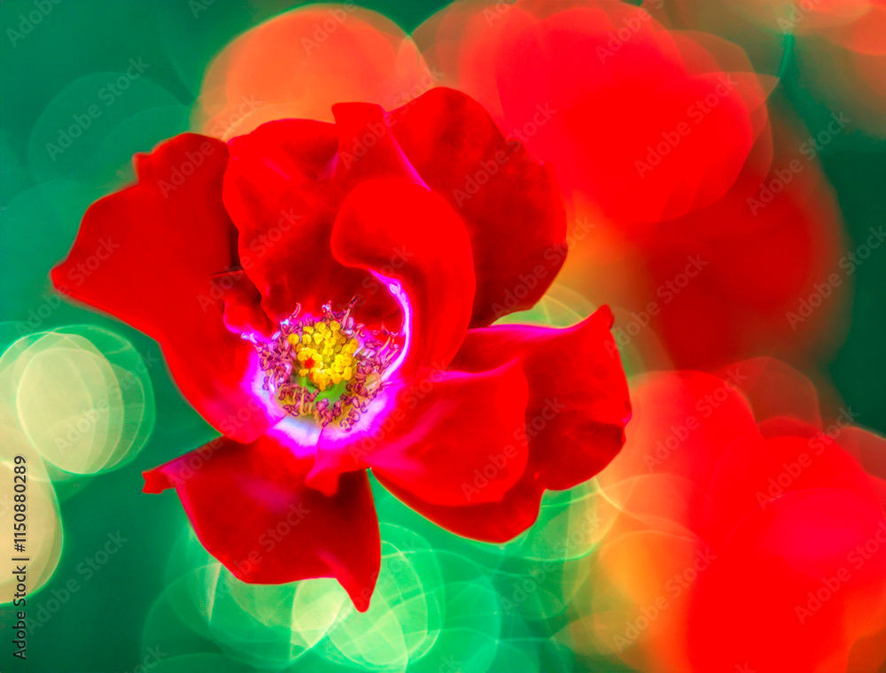 Red rose with unique background