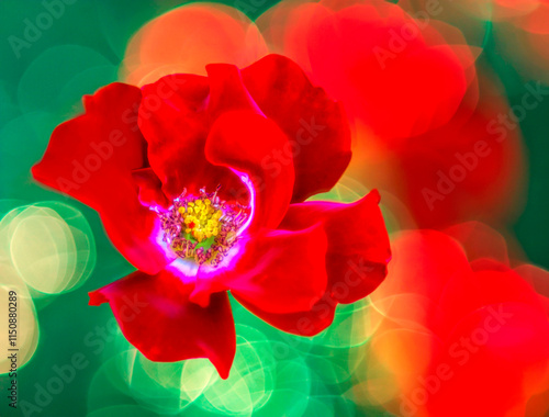 Obraz na płótnie Red rose with unique background w salonie