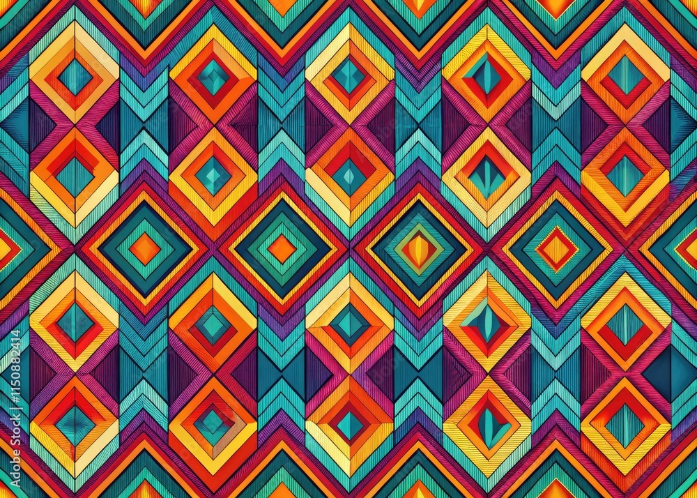 Retro Geometric Seamless Pattern, 70s 60s Abstract Colorful Design, Trendy Textile Texture, High-Resolution Image Retro Geometric Seamless Pattern, 70s 60s Abstract Colorful Design, Trendy Textile Texture, High-Resolution Image