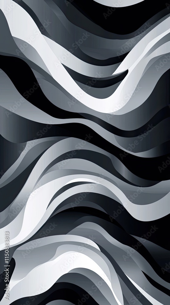 Abstract grayscale flowing wave pattern design Abstract grayscale flowing wave pattern design