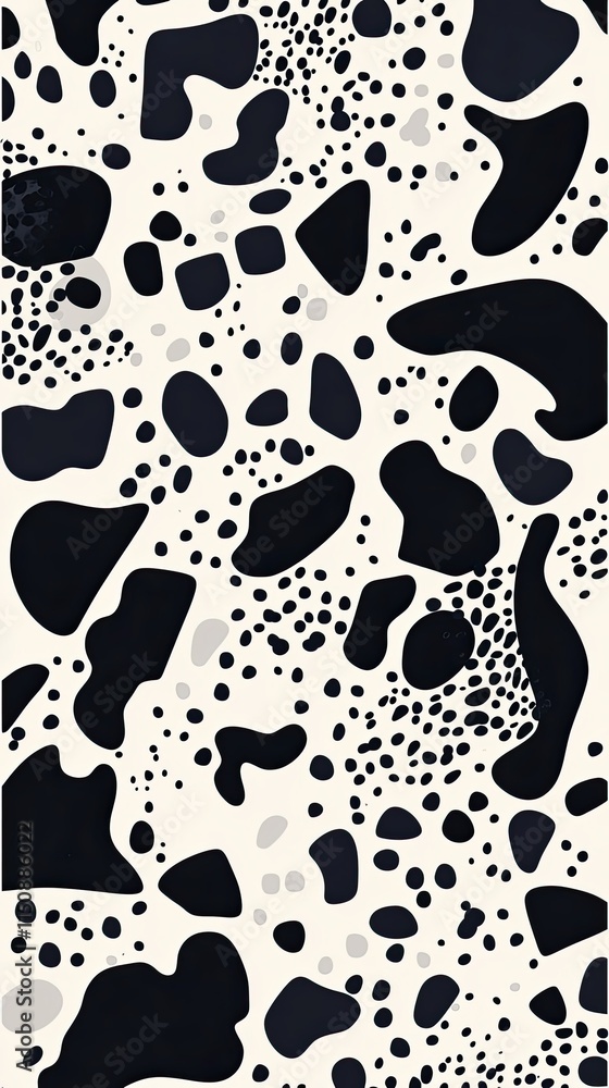 Fototapeta premium Abstract Black and White Irregular Shapes Pattern