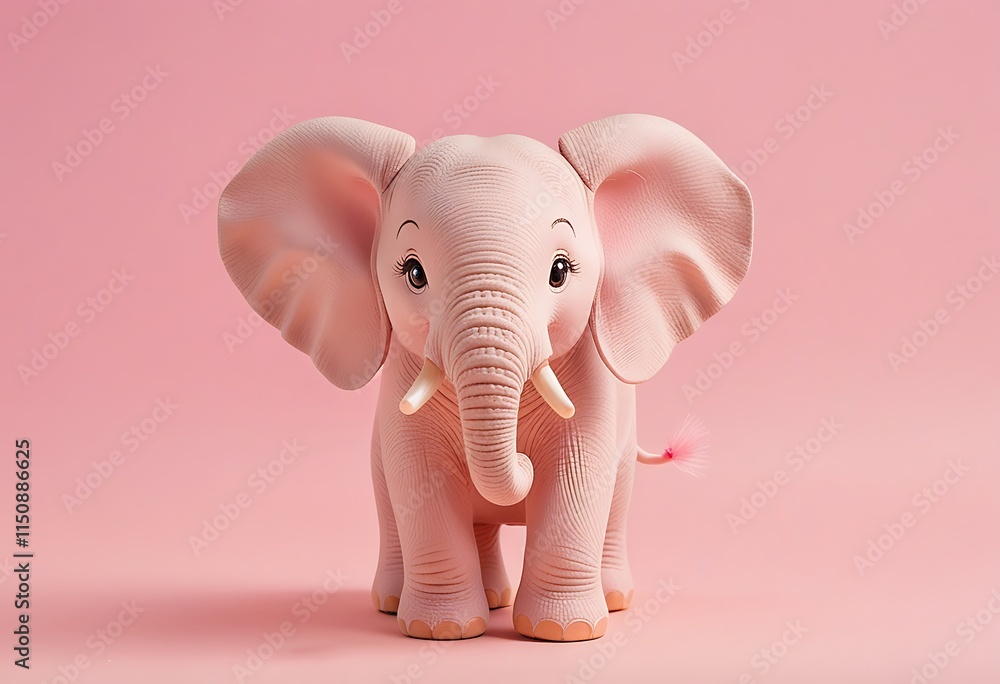 Adorable Baby Elephant Against a Pink Background. Generative AI Adorable Baby Elephant Against a Pink Background. Generative AI