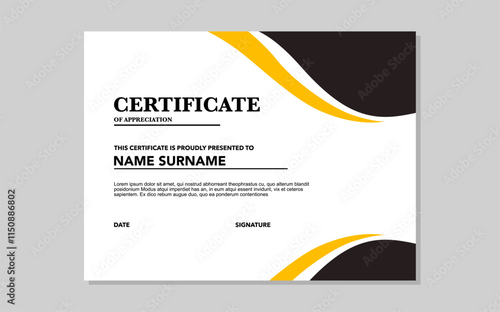 Fototapeta premium certificate template for appreciation with black and gold color.