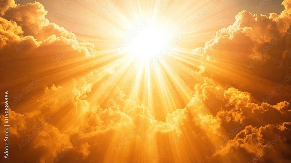 Radiant Sunburst Illuminating Clouds in a Vibrant Sky at Sunrise Radiant Sunburst Illuminating Clouds in a Vibrant Sky at Sunrise