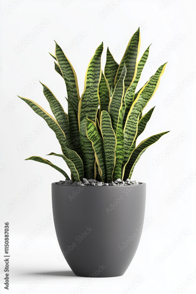 Snake Plant in Modern Pot Isolated on White Background Snake Plant in Modern Pot Isolated on White Background