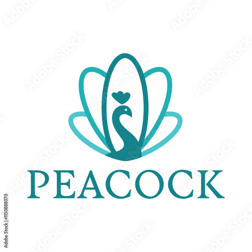 peacock flat minimalist logo design