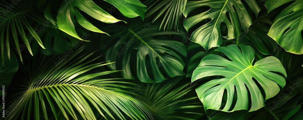 Greenery palms idea. Vibrant green leaves creating a lush tropical atmosphere in a natural setting. Greenery palms idea. Vibrant green leaves creating a lush tropical atmosphere in a natural setting.