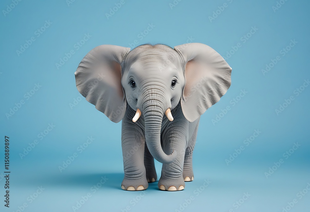 Majestic Elephant Against a Blue Background. Generative AI Majestic Elephant Against a Blue Background. Generative AI