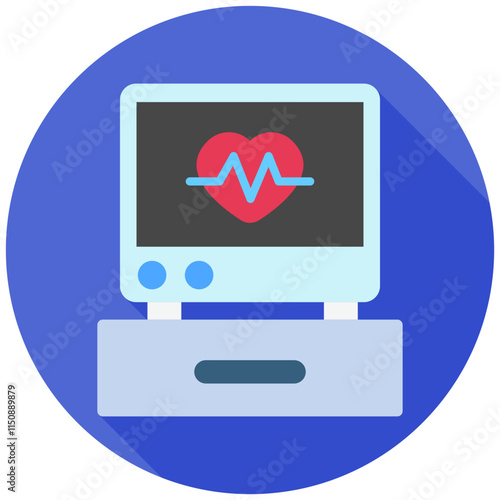 Monitor rounded flat color icon, use for UI, UX, app and web development, digital or print. for industry, hospital management, health theme.