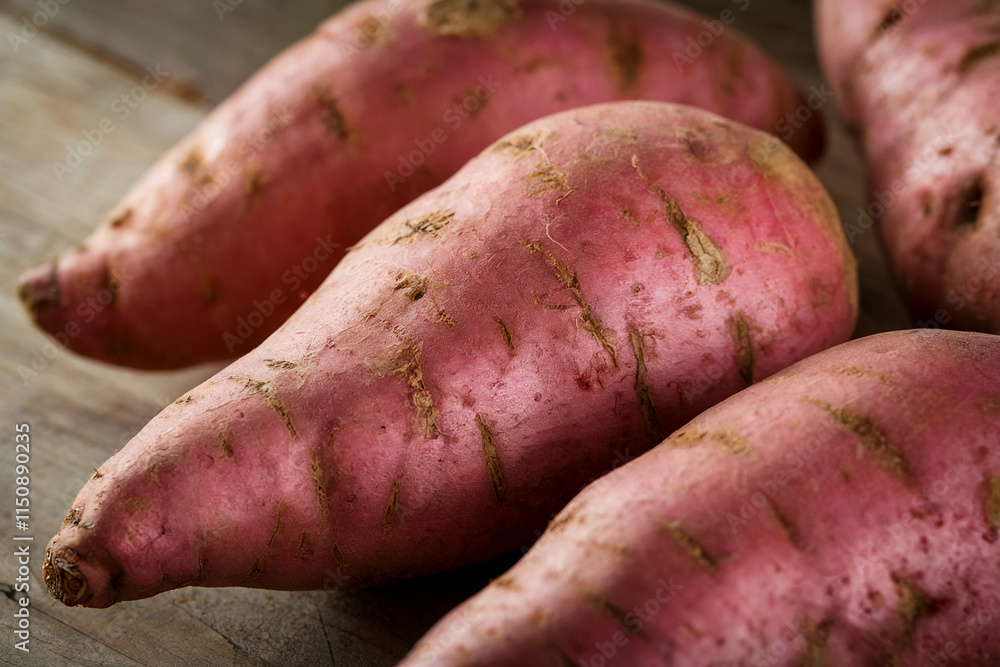 Close-Up of Fresh Raw Sweet Potatoes Close-Up of Fresh Raw Sweet Potatoes