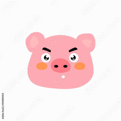 head pig cartoon illustration character. animal forest cartoon photo