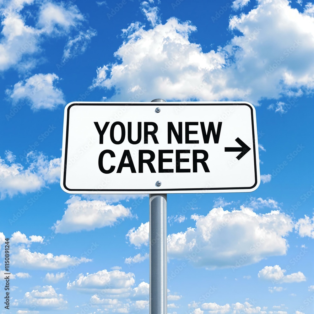 Obraz premium Signpost with 'Your New Career' Against Blue Sky