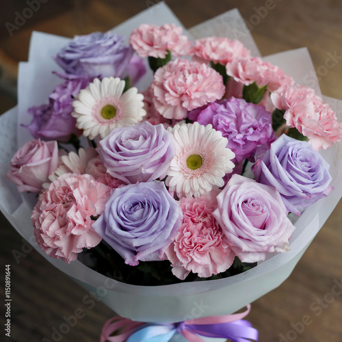 Beautiful Bouquet of Pink and Purple Flowers