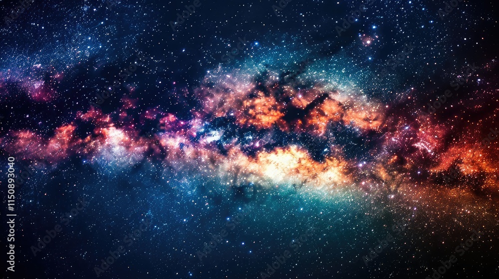 Fototapeta premium Colorful milkyway galaxy night stars landscape