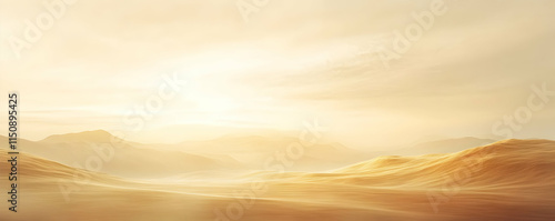 Golden Desert Sunset 3D Illustration