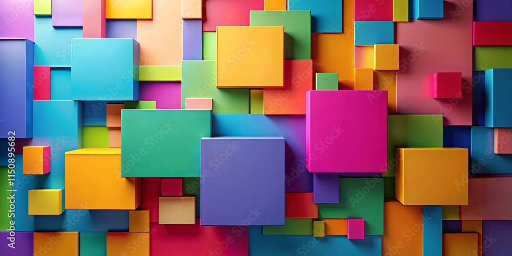 Abstract colorful geometric shapes background of vibrant cubes and rectangles Abstract colorful geometric shapes background of vibrant cubes and rectangles