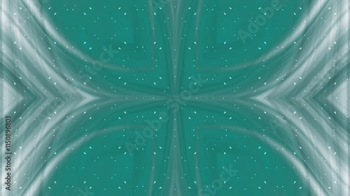 Teal and white symmetrical abstract design with swirls and dots, suitable for backgrounds, prints, textiles, or digital art projects