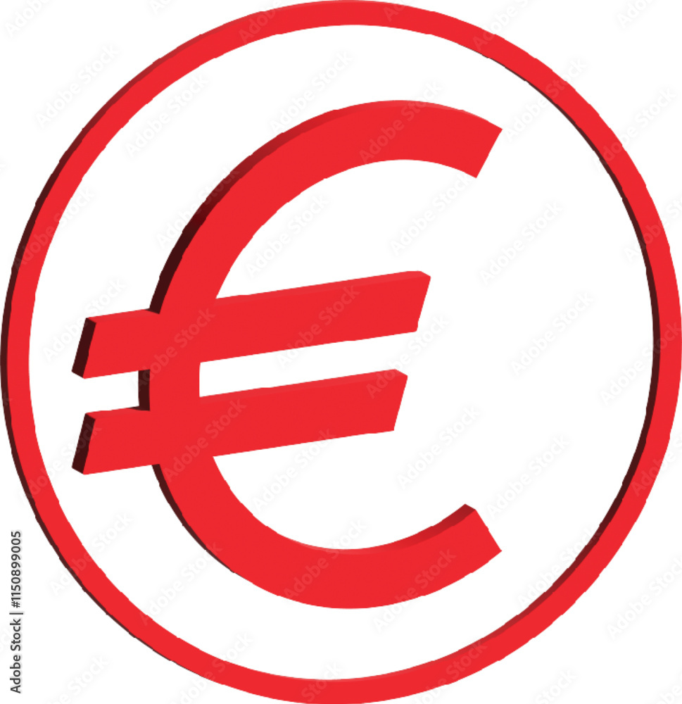 3D Red Euro Symbol Isolated on White Background. 3D Red Euro Symbol Isolated on White Background.