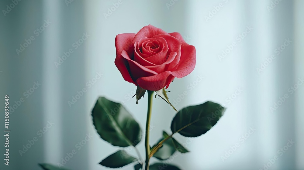 Minimal rose concept. A beautiful pink rose with delicate petals, symbolizing love and beauty indoors. Minimal rose concept. A beautiful pink rose with delicate petals, symbolizing love and beauty indoors.