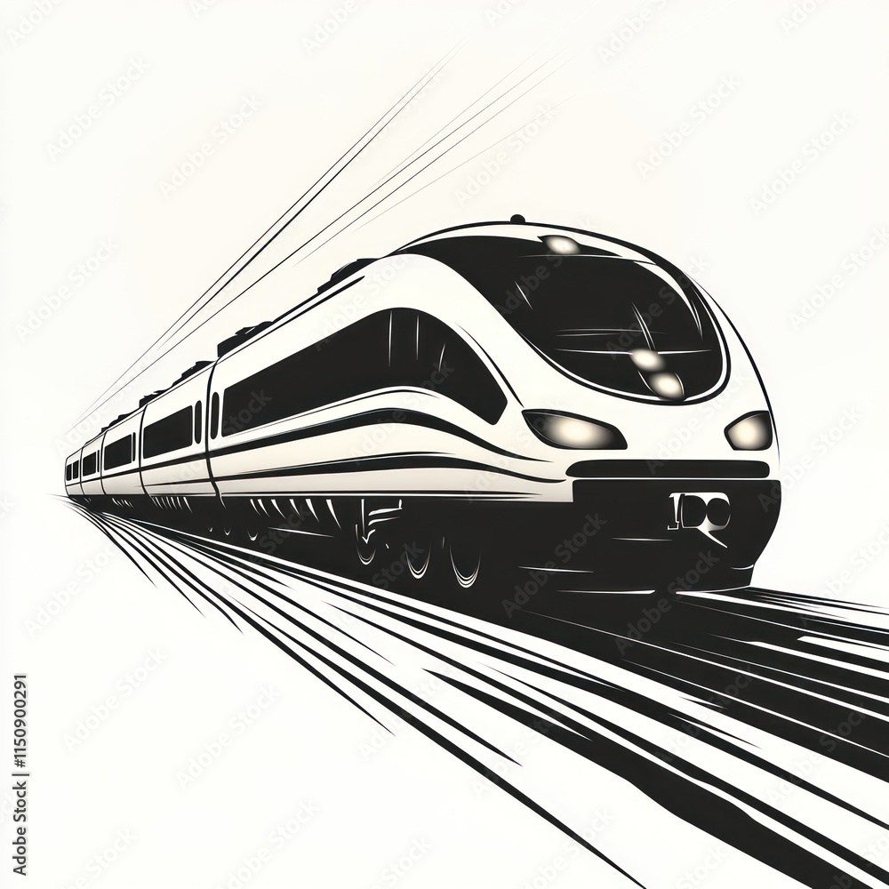 Naklejka premium High-speed train speeding on tracks.