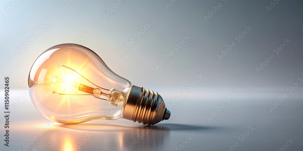 Illuminated Glass Bulb Glowing Brightly on a Smooth Surface Illuminated Glass Bulb Glowing Brightly on a Smooth Surface