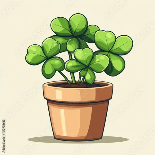 Potted clover plant with three-leaf clovers.