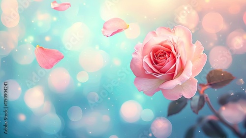 Wallpaper Mural Minimal rose idea. A beautiful pink rose with soft petals surrounded by dreamy bokeh lights. Torontodigital.ca