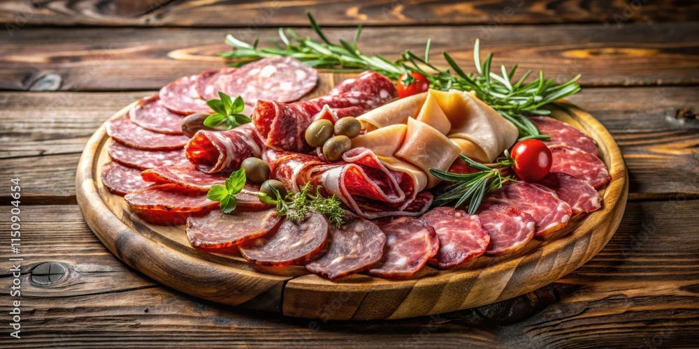 Italian cured meat platter on rustic wooden table, food, herbs, food,herbs, wooden, cured meat, herbs, meadow, rustic Italian cured meat platter on rustic wooden table, food, herbs, food,herbs, wooden, cured meat, herbs, meadow, rustic