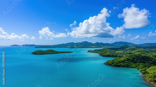 Wallpaper Mural Majestic Birds Eye View of Tropical Archipelago Surrounded by Turquoise Waters Torontodigital.ca