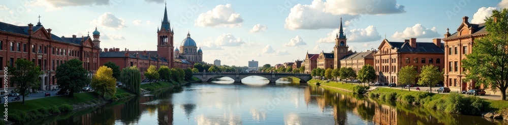 Fototapeta premium Historic Peoria architecture, riverfront views, doors, historical, urban