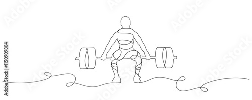 line art illustration of weight lifting sport