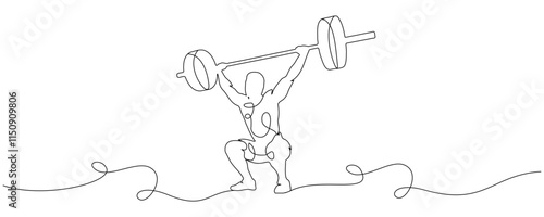 line art illustration of weight lifting sport