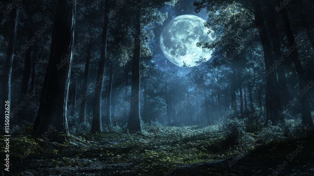 Enchanted Moonlight Forest: A Serene Night in the Woods Enchanted Moonlight Forest: A Serene Night in the Woods