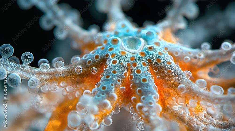 Underwater science starfish vascular system closeup Underwater science starfish vascular system closeup