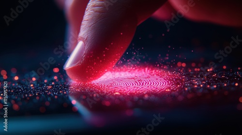 Visual of a fingerprint image being erased on a touchscreen to symbolize data deletion close up