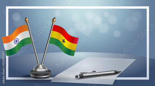 Small national flag of Russian and Ghana flag Relation, Template banner vector Illustration