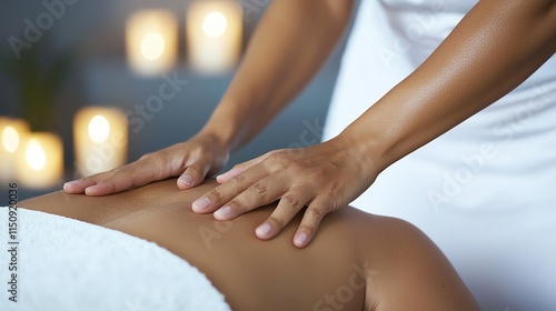 Wallpaper Mural Spa body massage showcasing a therapist performing gentle stretching techniques on a client in a tranquil room with Thaiinspired decor Torontodigital.ca