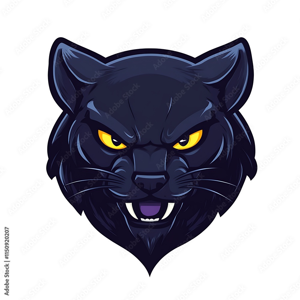 Fototapeta premium Angry Black Cat Head Mascot Logo