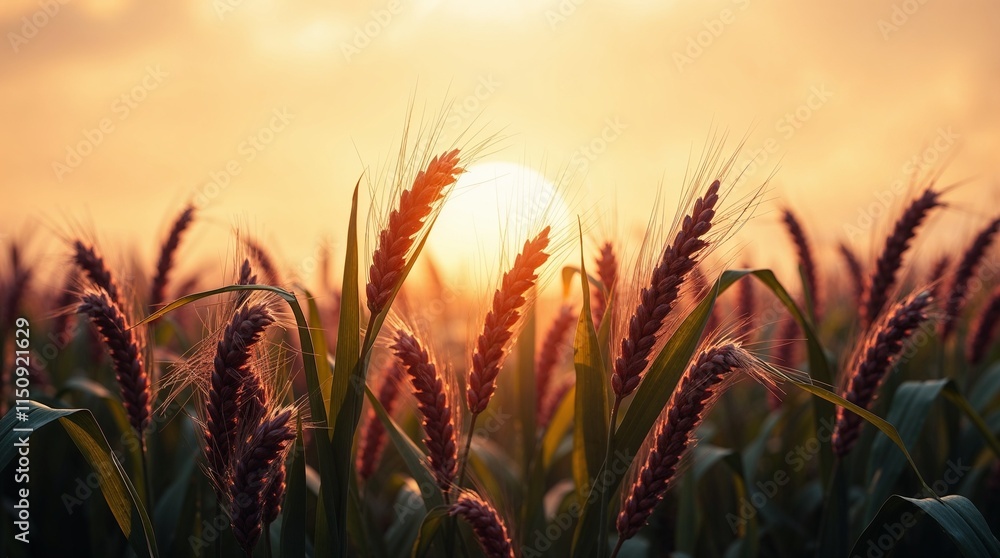 fresh sorghum leaves isolated on a blurred sunny background