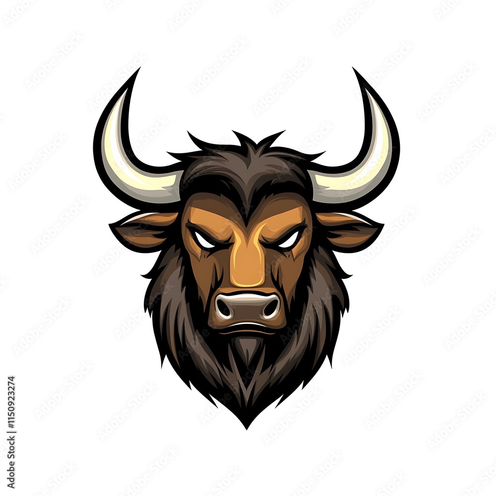 Fototapeta premium Aggressive Bull Head Logo Design. Concept of Strength, Power, and Determination.