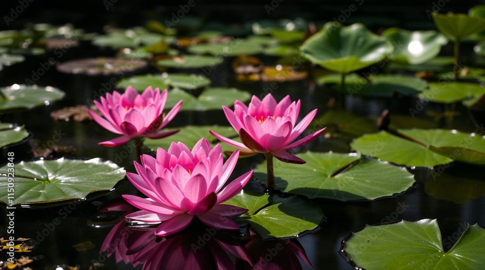 beautiful lotus flowers or waterlily in pond. beautiful lotus flowers or waterlily in pond.