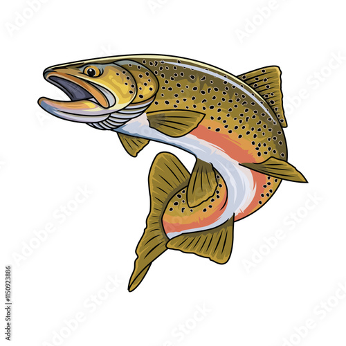 rainbow trout fishing illustration logo vector image t shirt