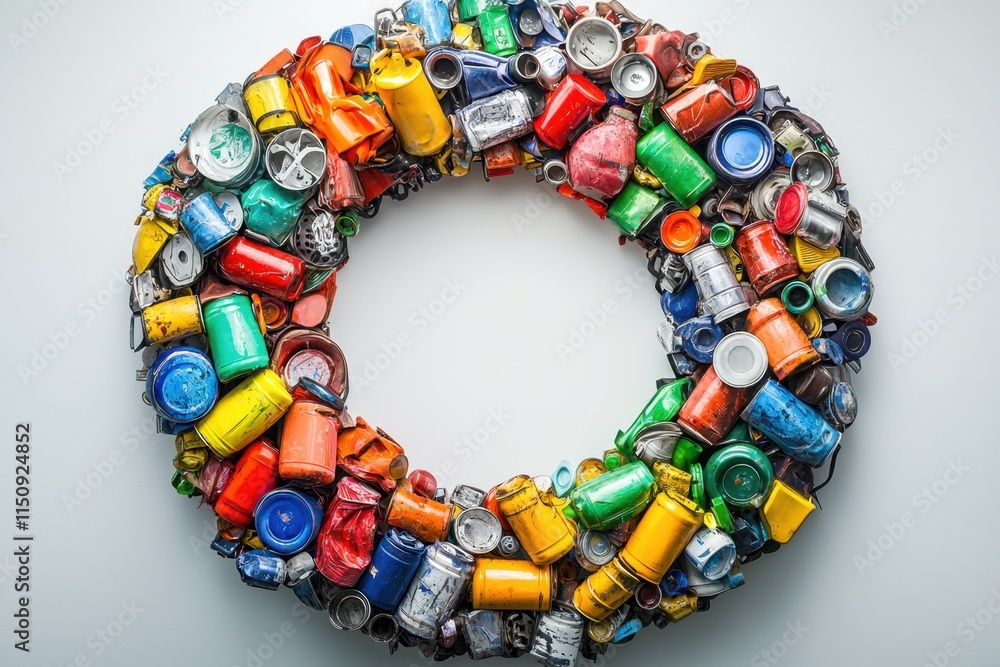 Recycled cans artistic conceptual installation Recycled cans artistic conceptual installation
