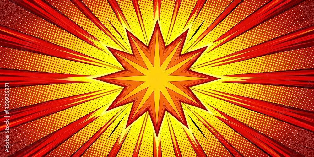 Fototapeta premium Dynamic Red and Yellow Comic Book Burst Background