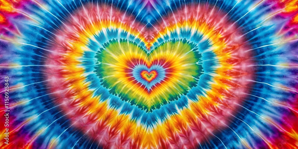 Vibrant Rainbow Tie-Dye Heart Pattern, Perfect for Textile Designs and Psychedelic Art Vibrant Rainbow Tie-Dye Heart Pattern, Perfect for Textile Designs and Psychedelic Art