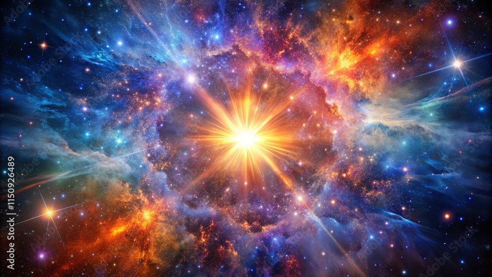 Fototapeta premium Cosmic Explosion A Stellar Burst in a Vibrant Nebula